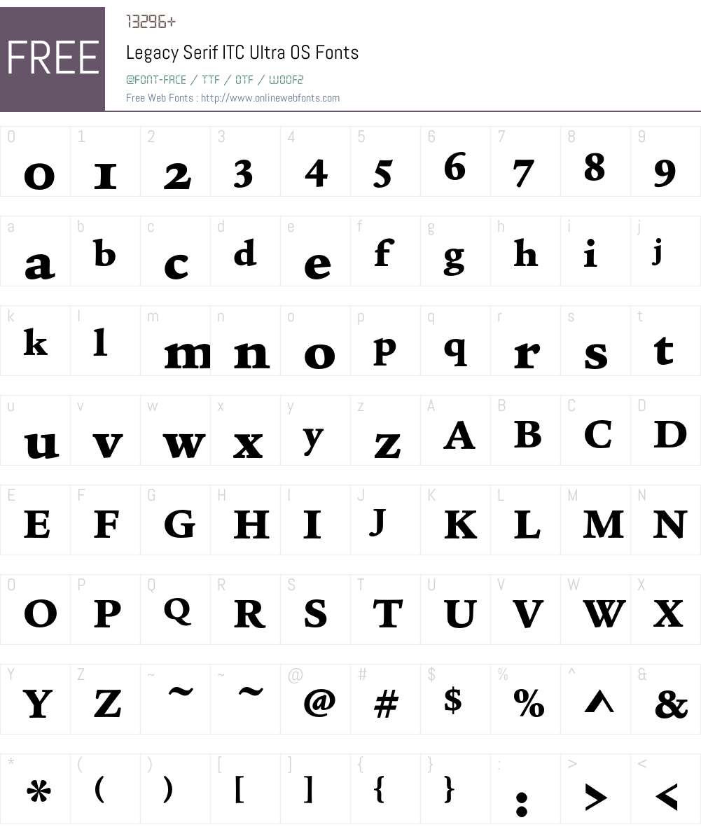 Legacy Serif ITC Font Screenshots