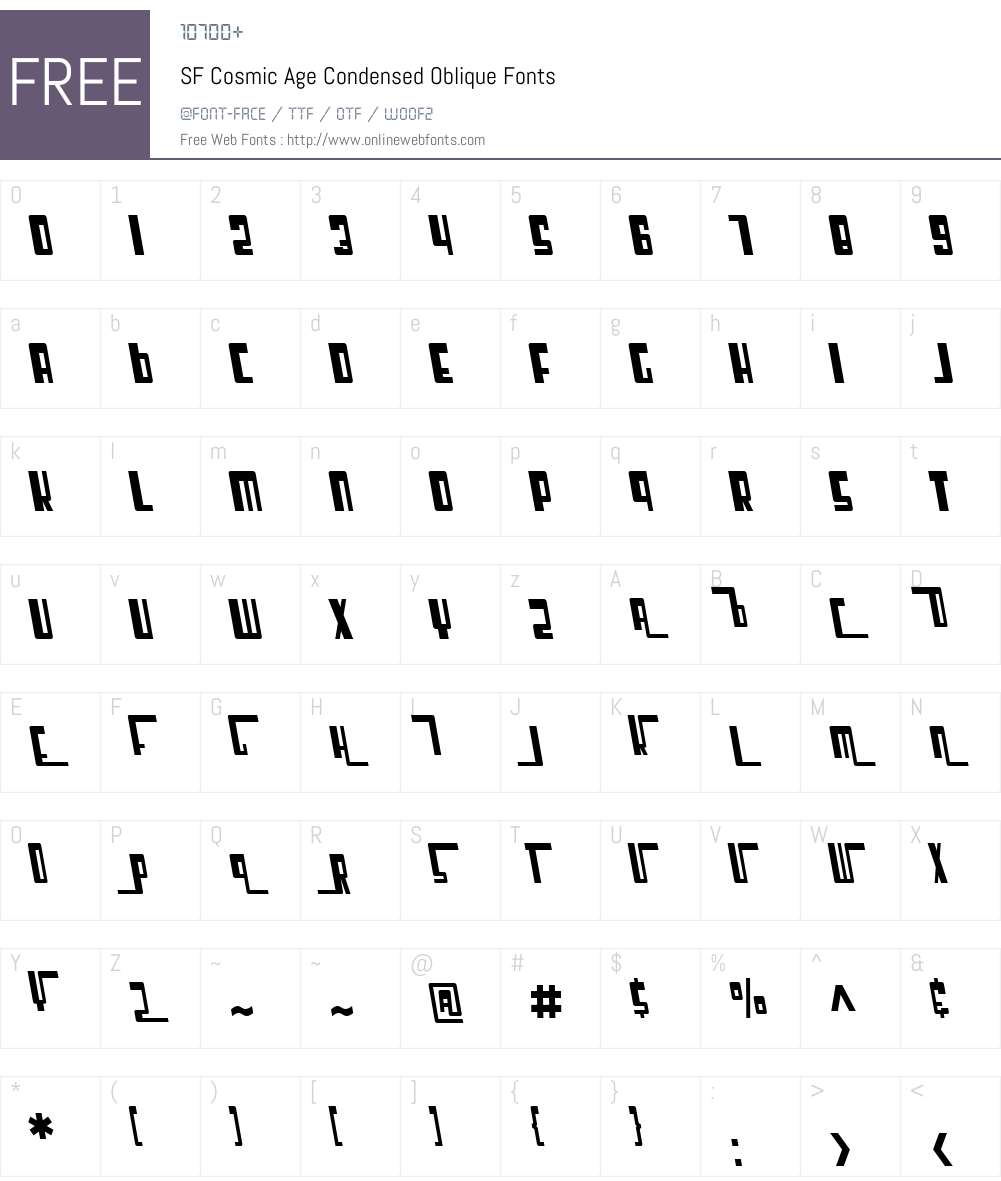 SF Cosmic Age Condensed Font Screenshots