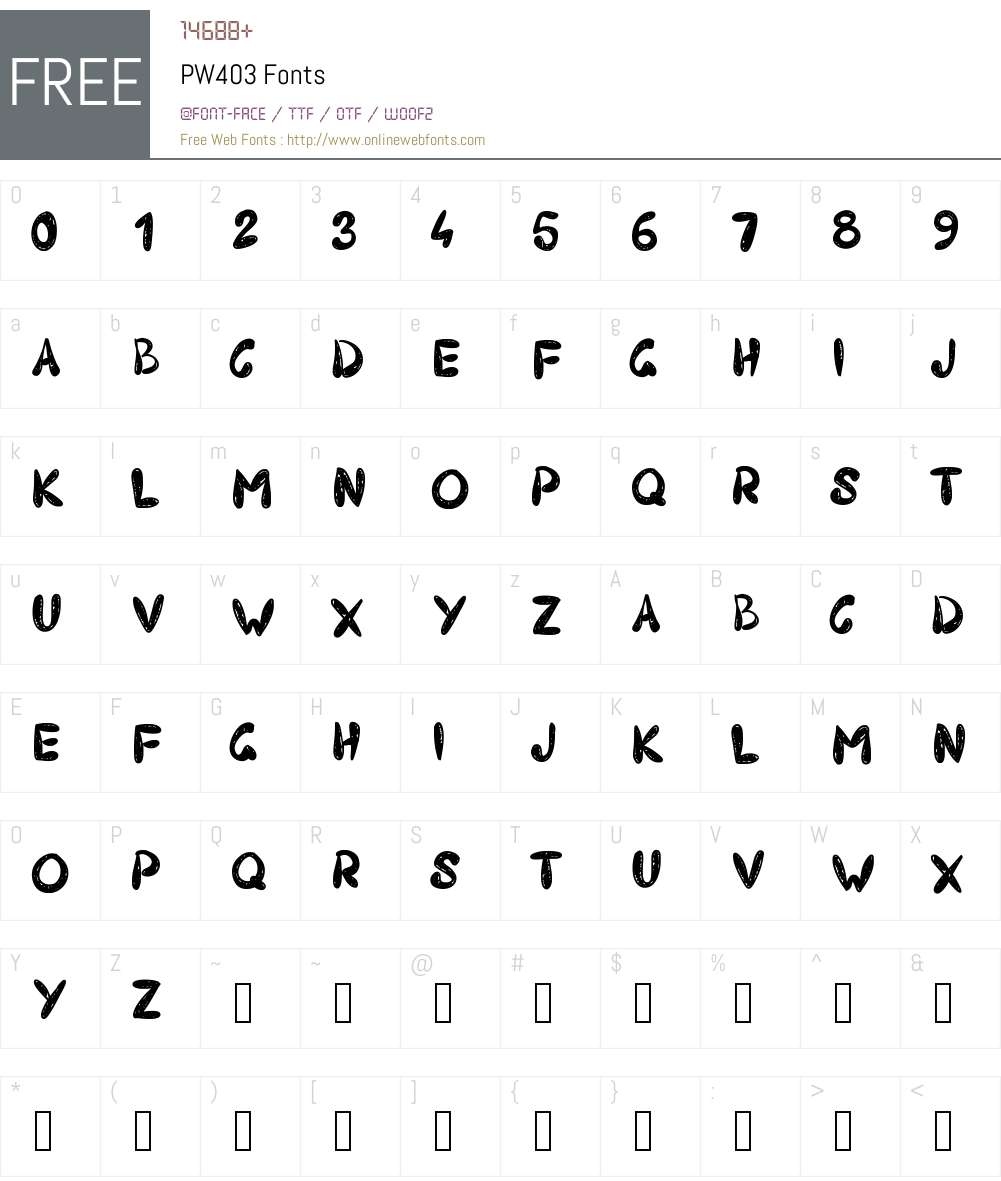 PW403 Font Screenshots