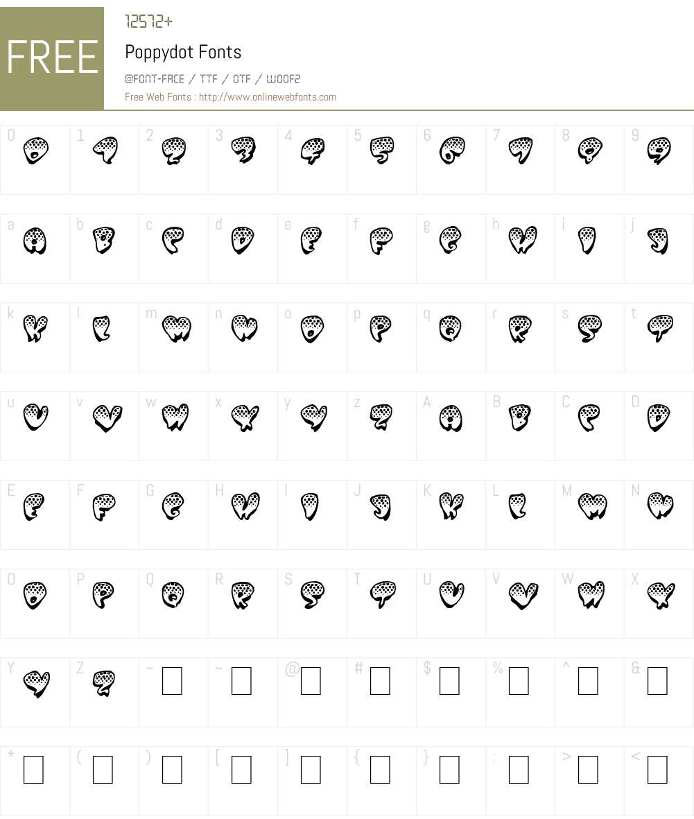 Poppydot Font Screenshots