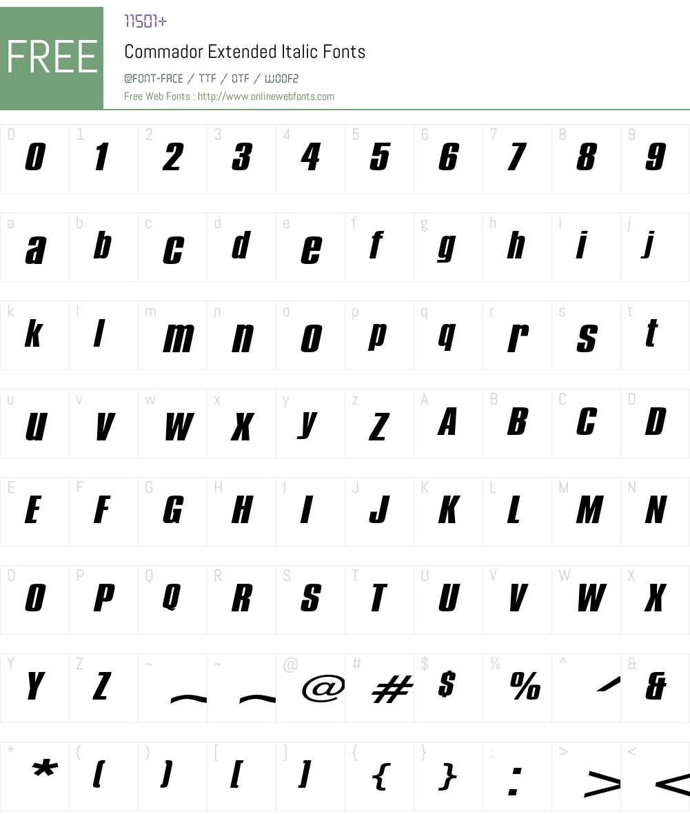 Commador Extended Font Screenshots