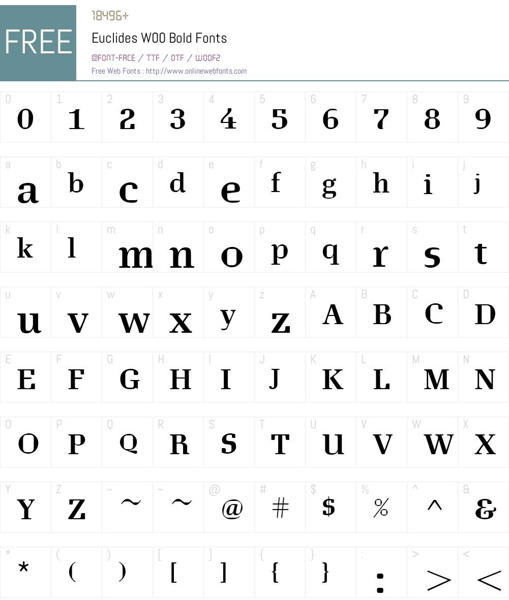 EuclidesW00-Bold Font Screenshots