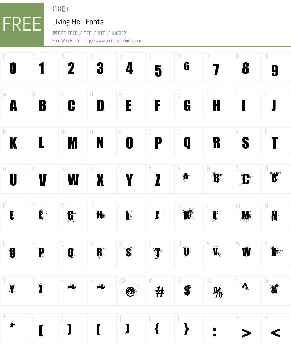 Living Hell Font Screenshots