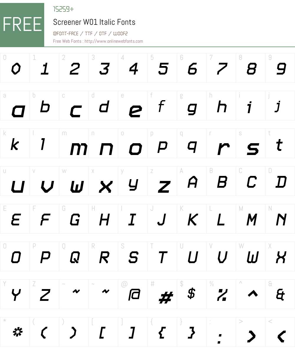 ScreenerW01-Italic Font Screenshots