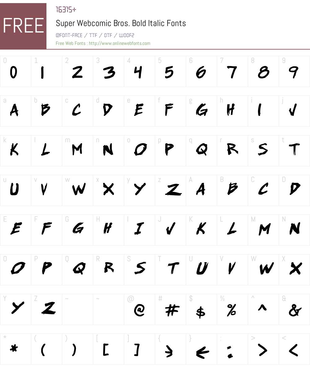 Super Webcomic Bros. Font Screenshots