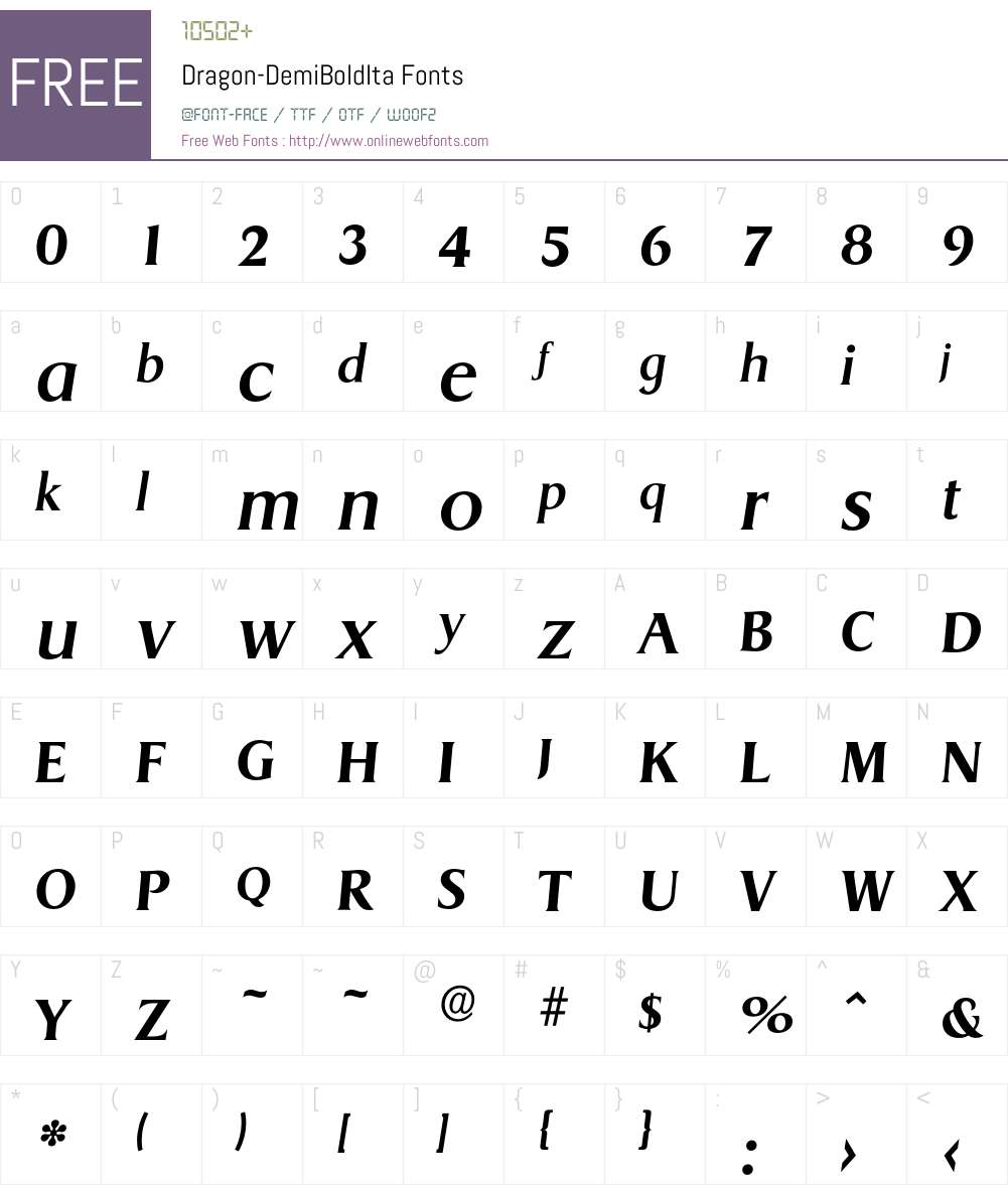 Dragon-DemiBoldIta Font Screenshots