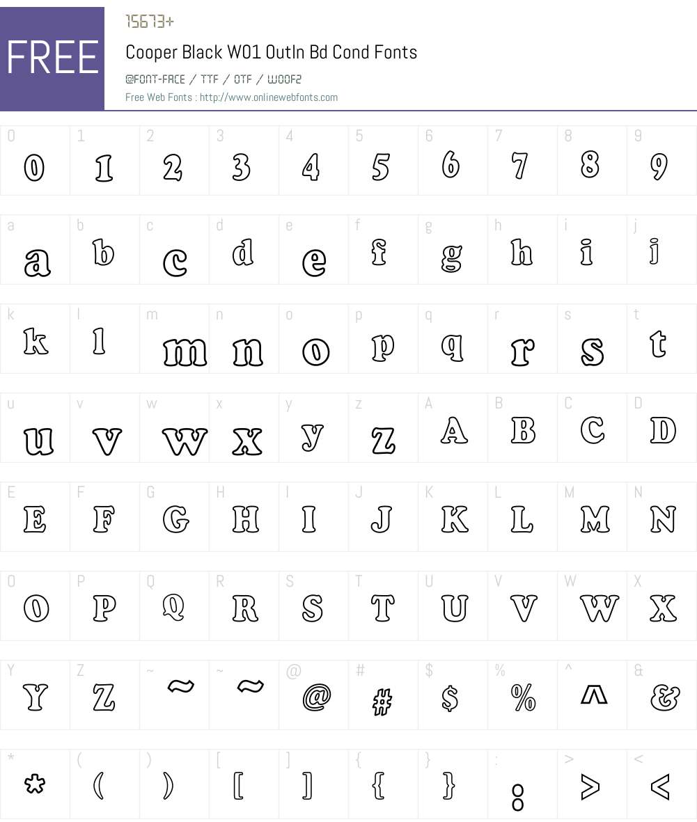 CooperBlackW01-OutlnBdCond Font Screenshots