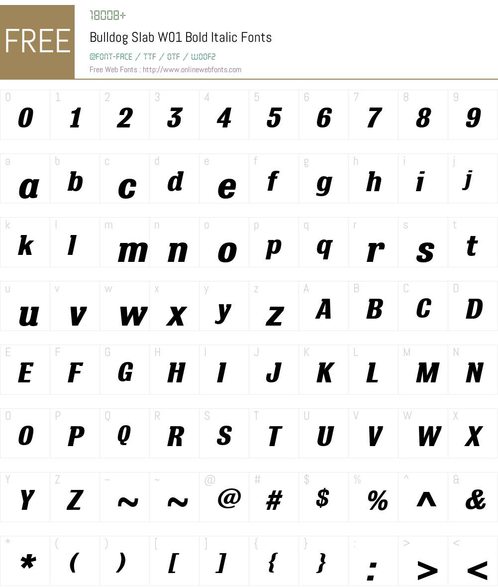 BulldogSlabW01-BoldItalic Font Screenshots