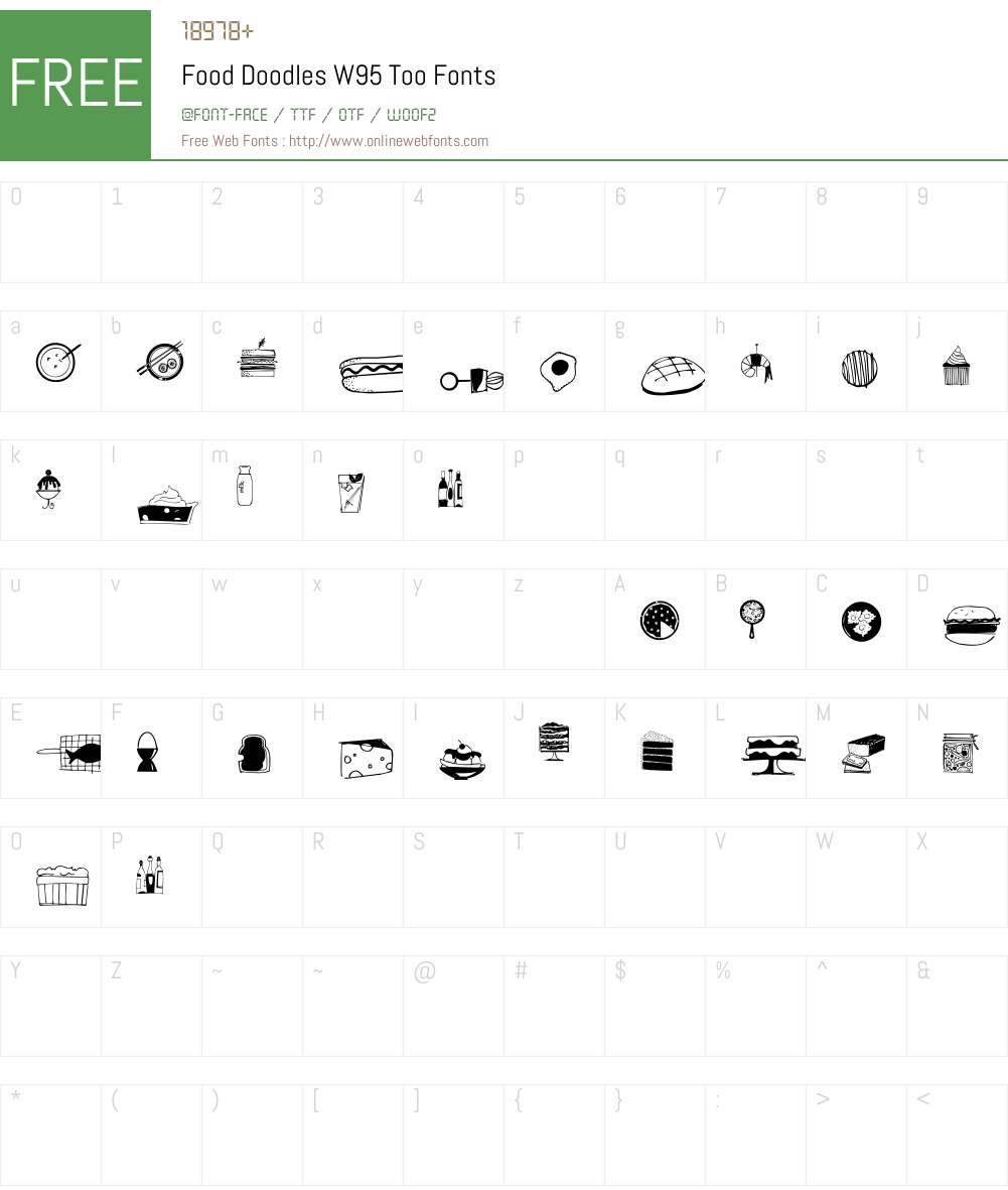 FoodDoodlesW95-Too Font Screenshots
