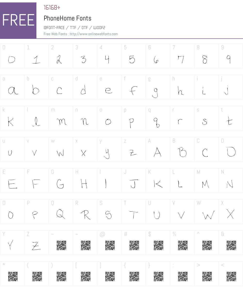 PhoneHome Font Screenshots