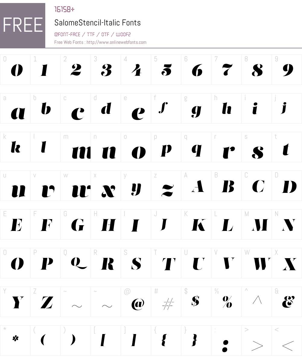 Salome Stencil Font Screenshots