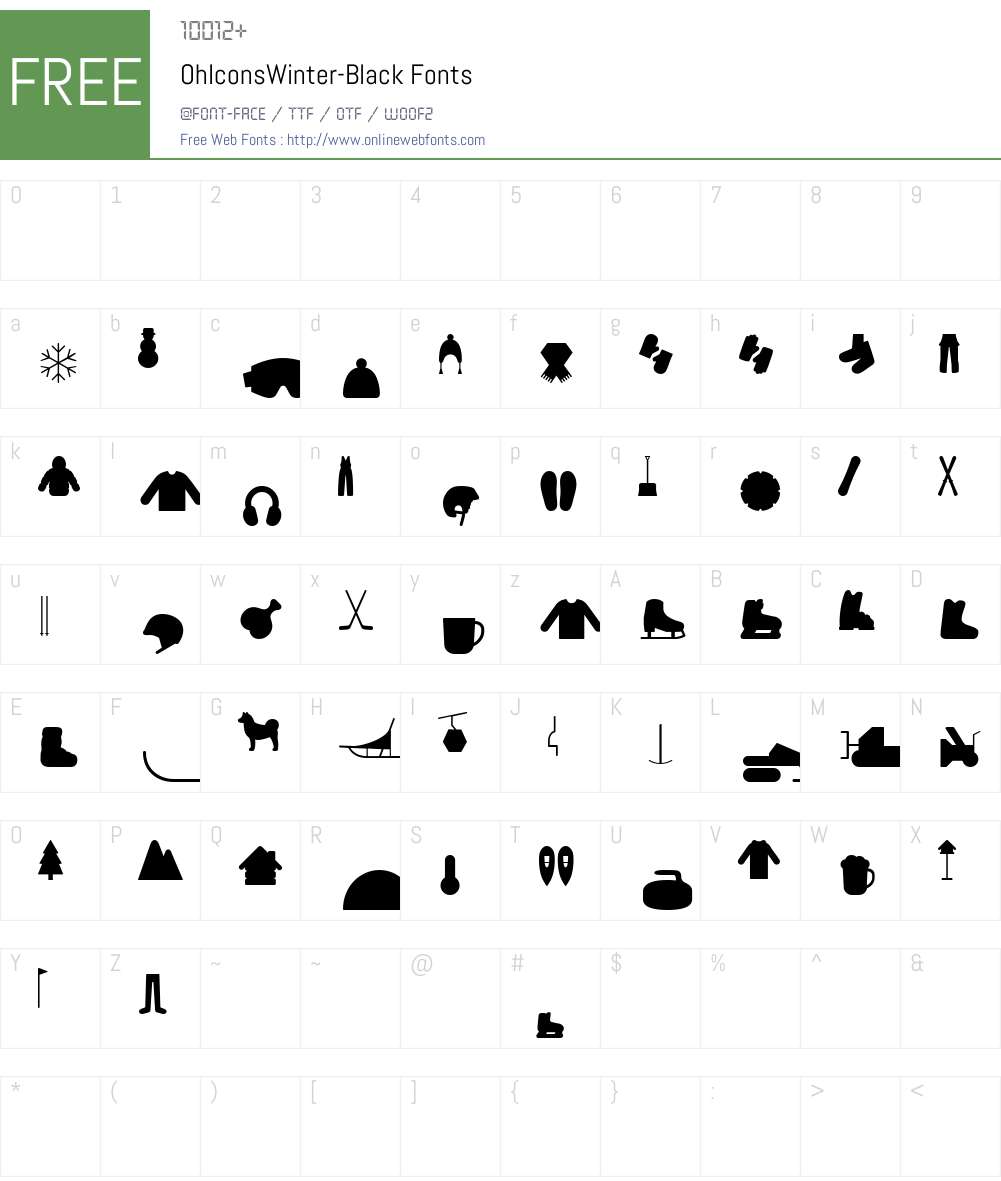 OhIconsWinter-Black Font Screenshots