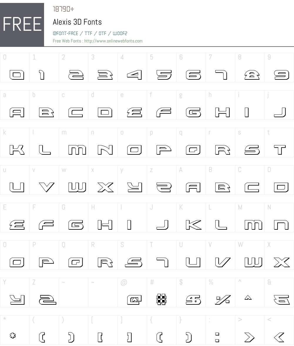 Alexis 3D Font Screenshots