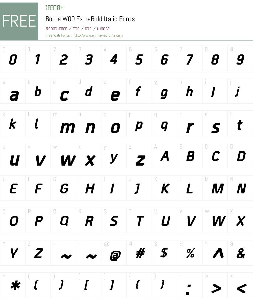 BordaW00-ExtraBoldItalic Font Screenshots