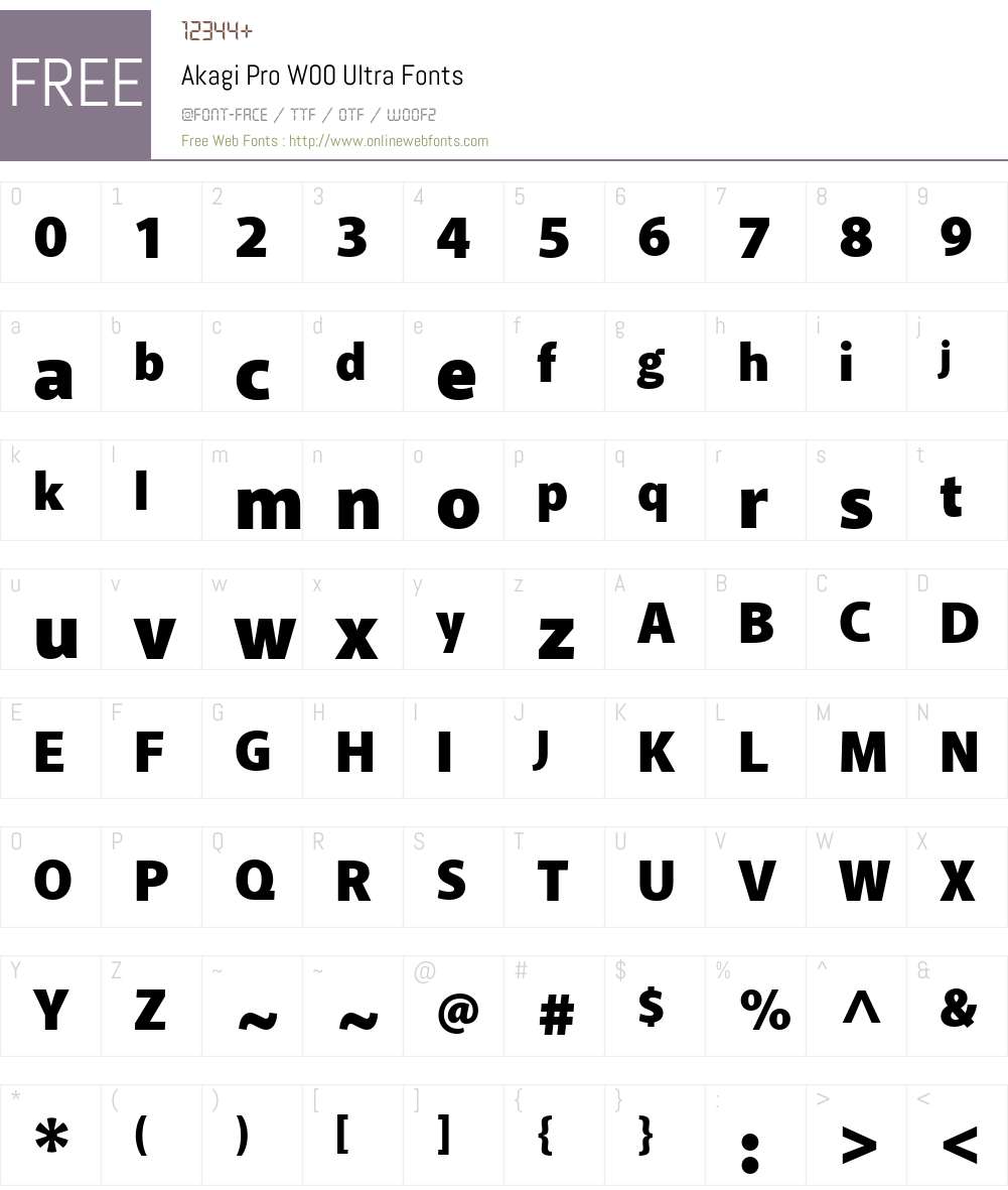AkagiProW00-Ultra Font Screenshots