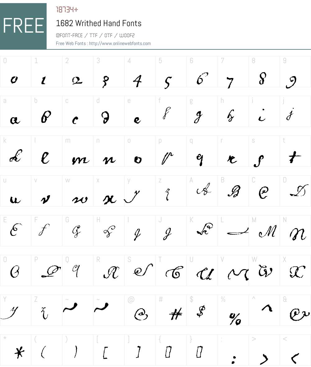 1682WrithedHand Font Screenshots