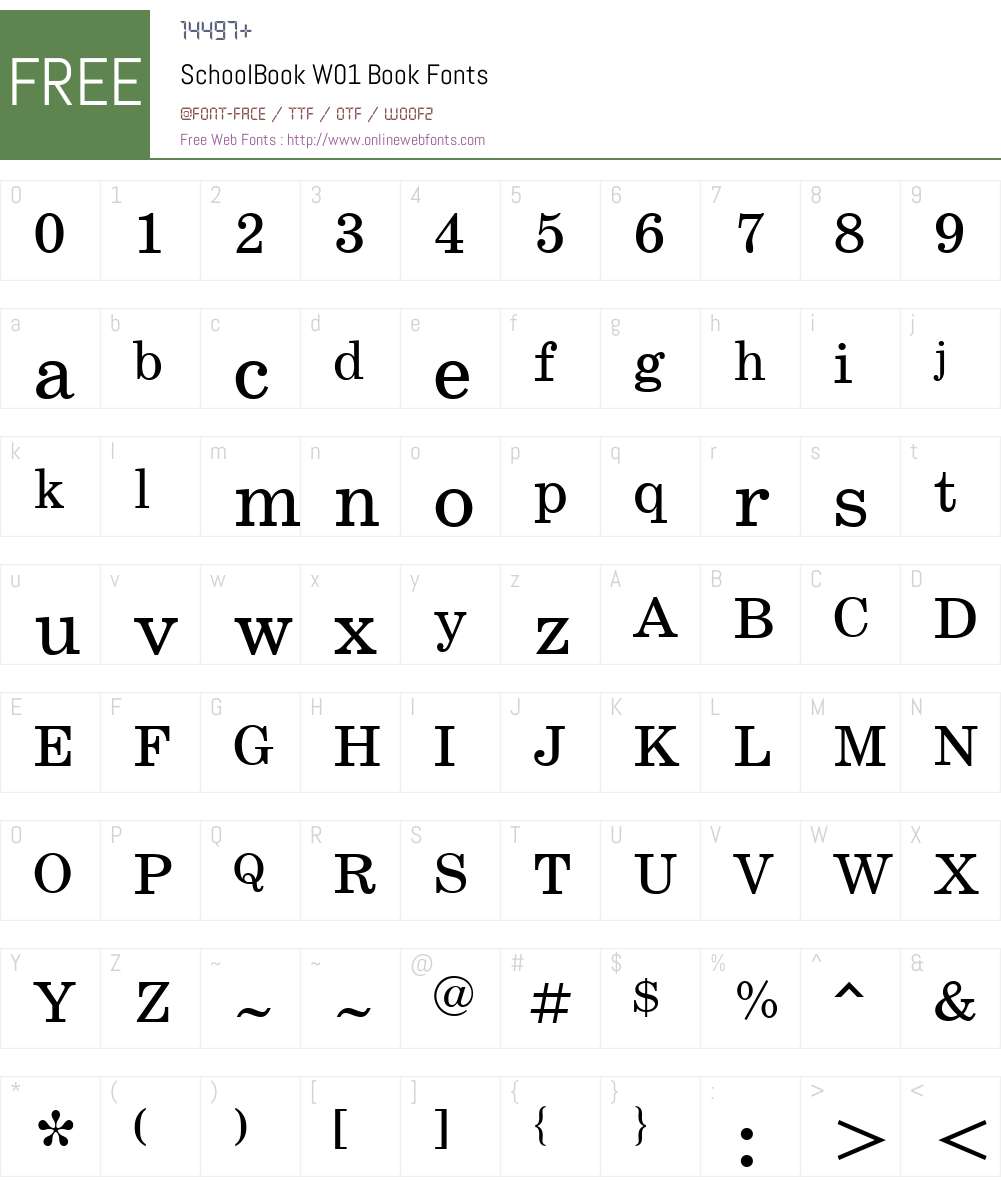 SchoolBookW01-Book Font Screenshots