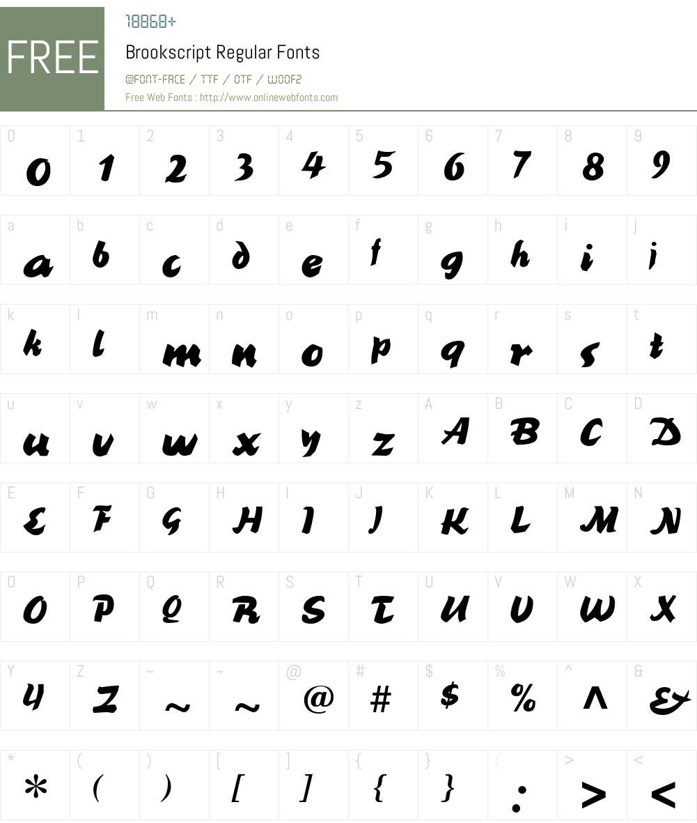 Brookscript Font Screenshots
