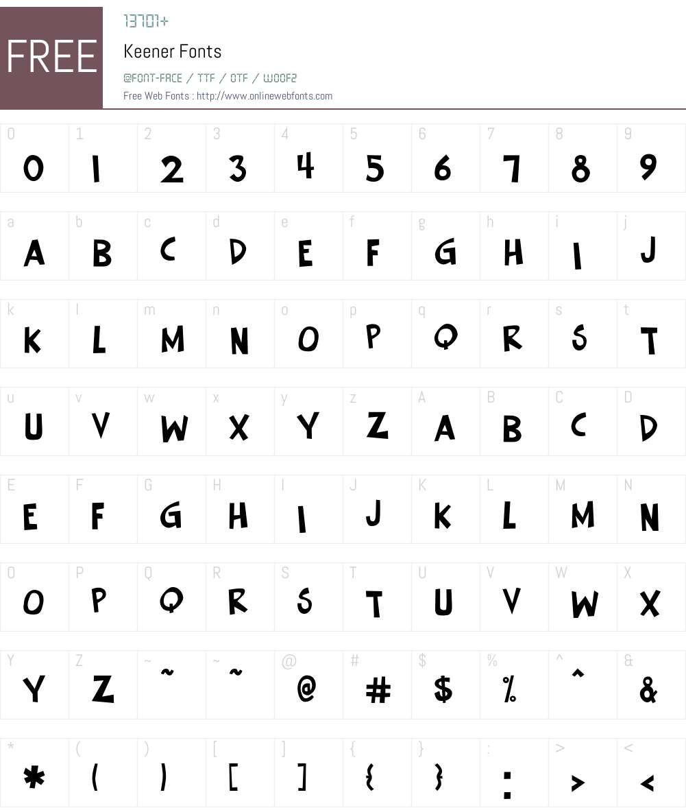 Keener Font Screenshots