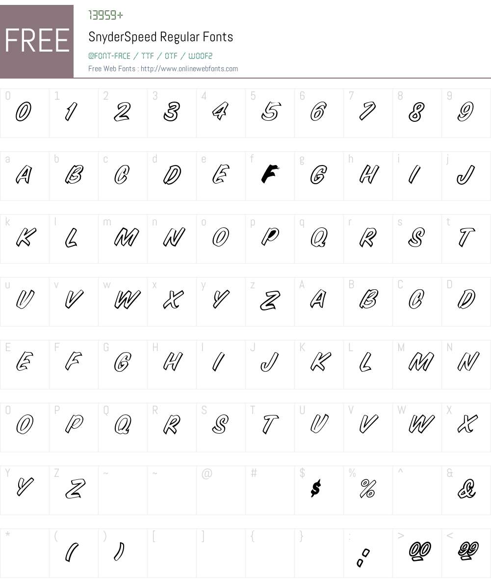 SnyderSpeed Font Screenshots