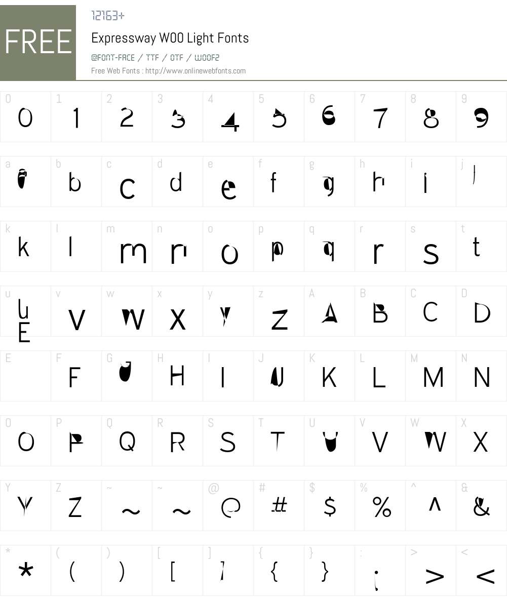 ExpresswayW00-Light Font Screenshots
