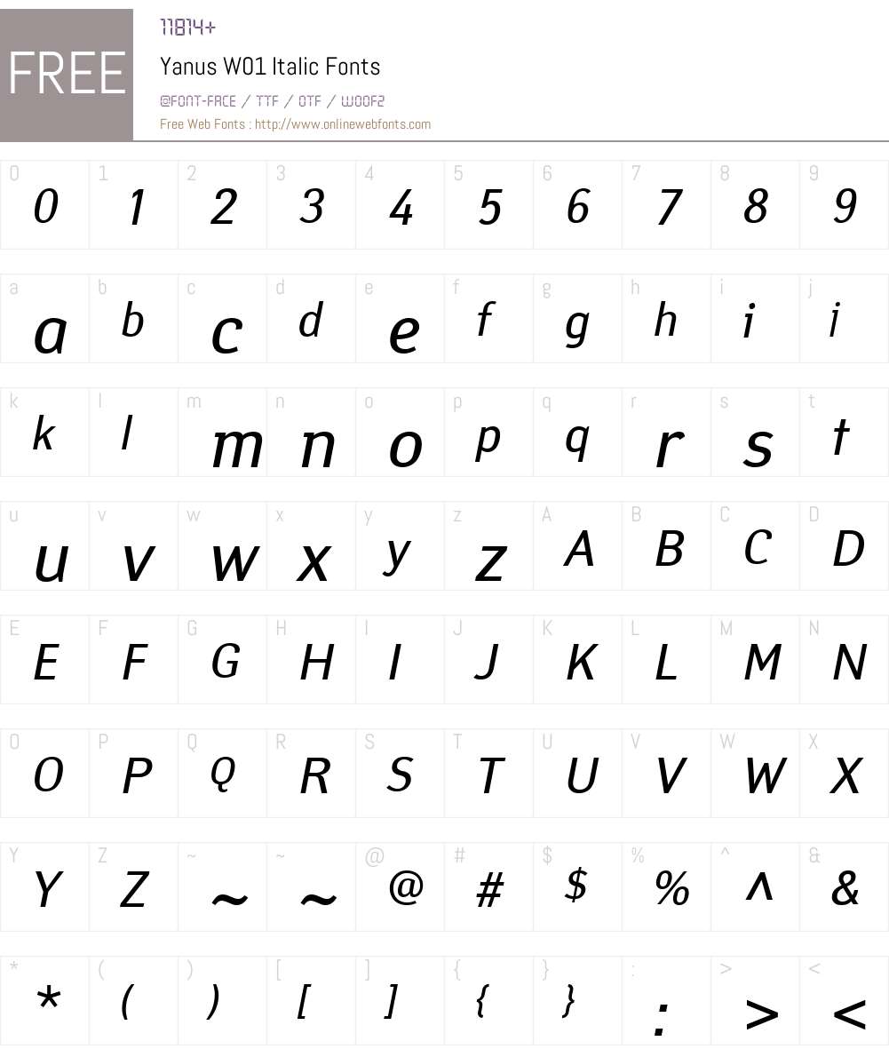 YanusW01-Italic Font Screenshots
