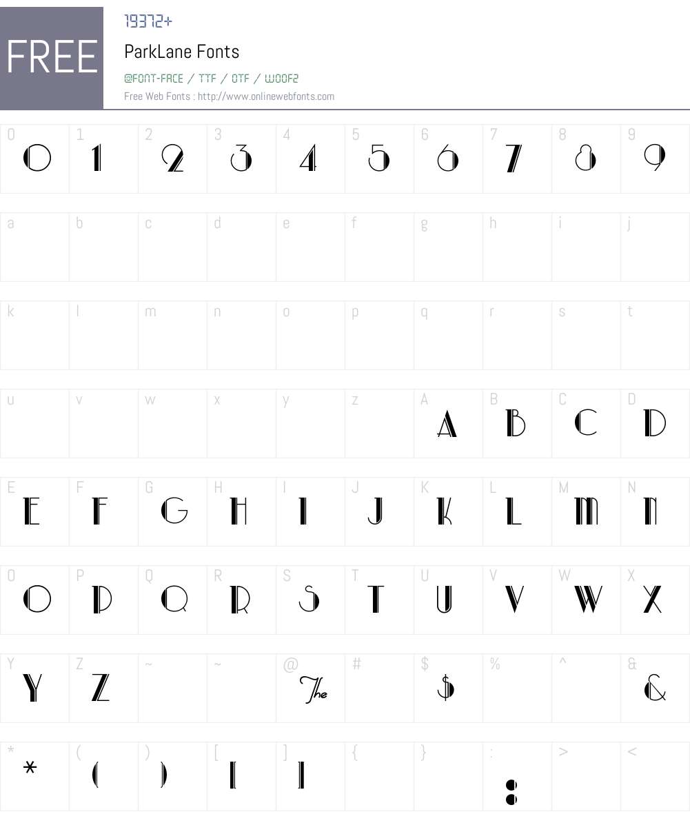 ParkLane Font Screenshots