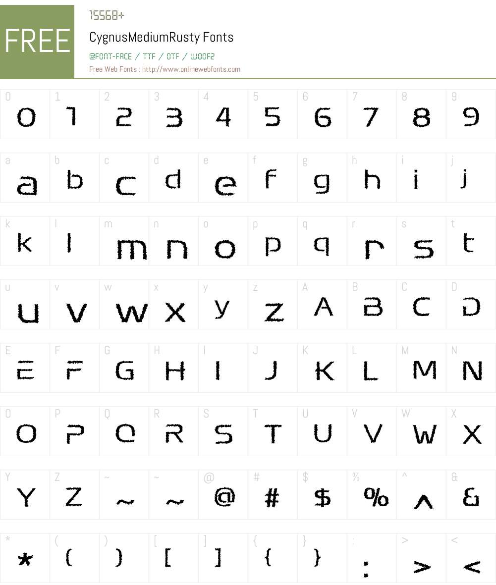 CygnusMediumRusty Font Screenshots