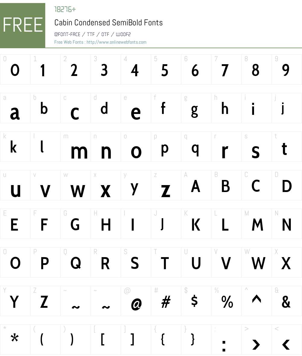 Cabin Condensed Font Screenshots