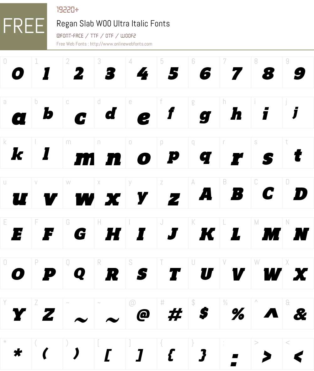ReganSlabW00-UltraItalic Font Screenshots