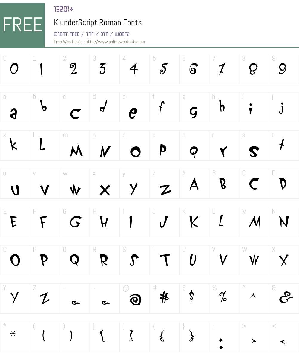 KlunderScript Font Screenshots