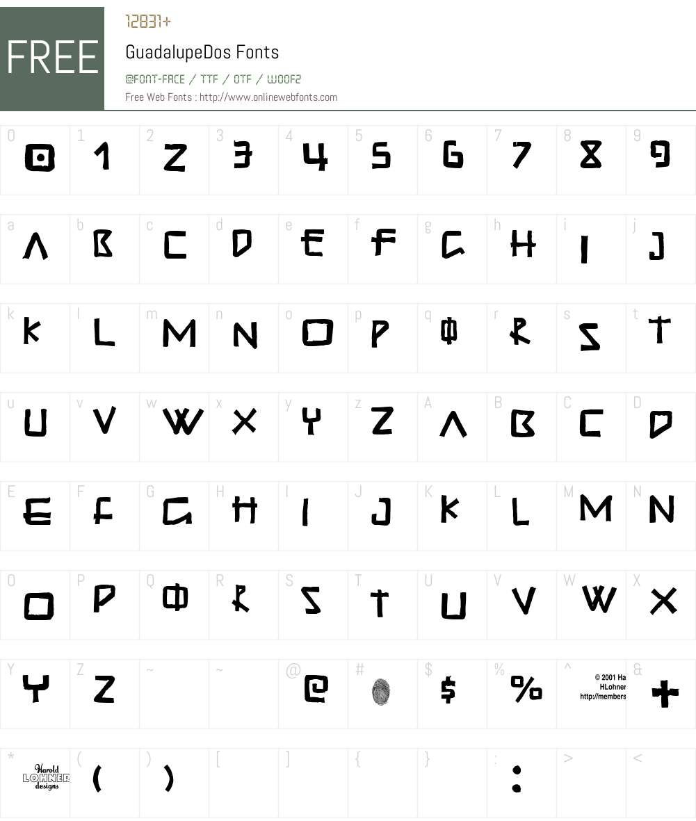 GuadalupeDos Font Screenshots