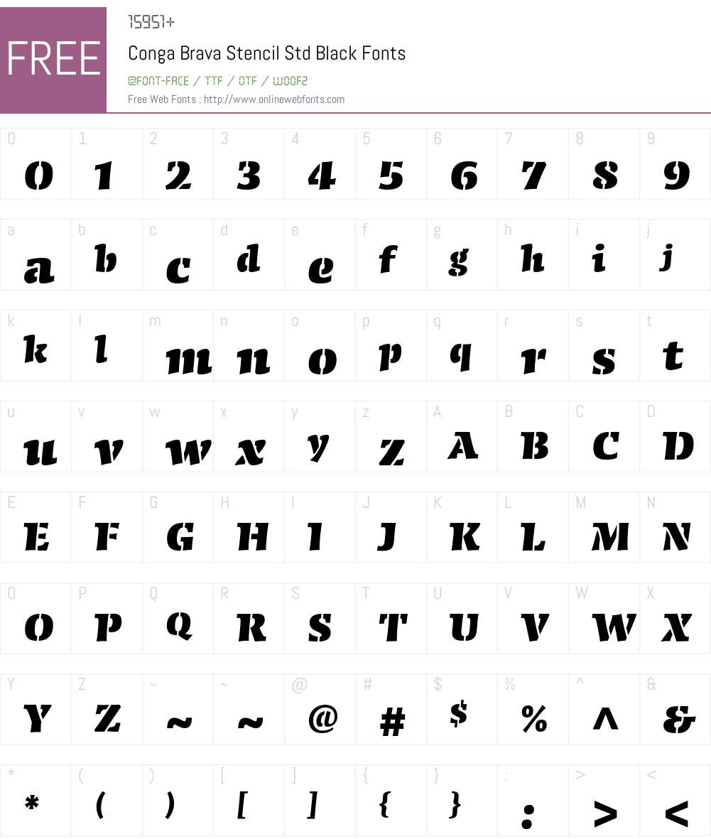 Conga Brava Stencil Std Font Screenshots