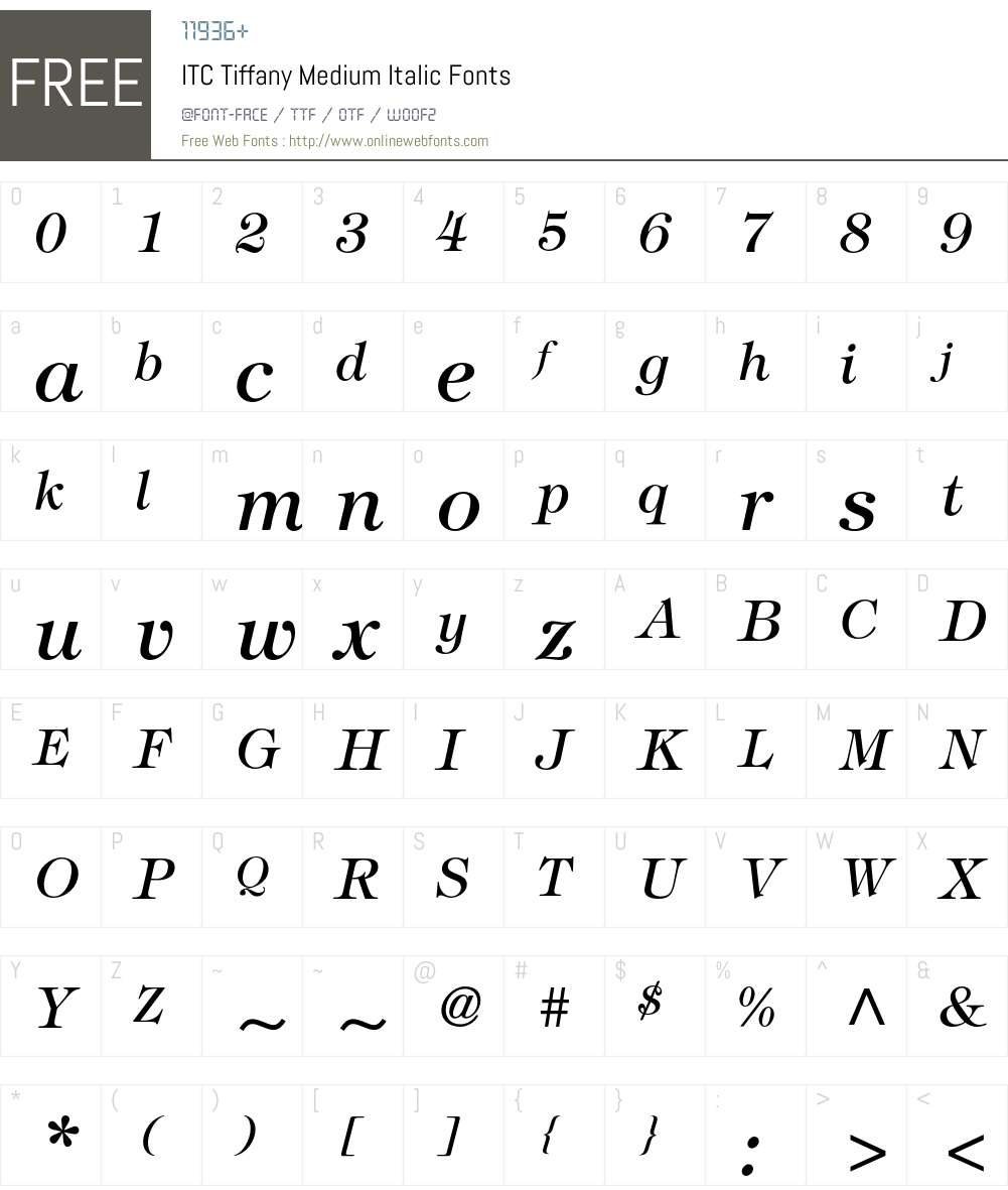 ITC Tiffany Font Screenshots
