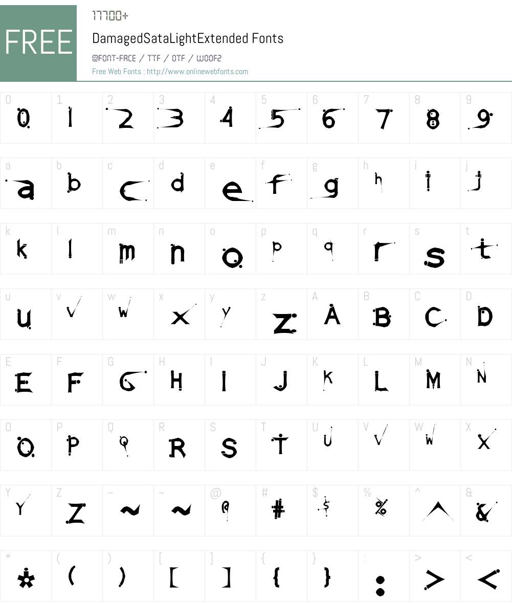 DamagedSataLightExtended Font Screenshots