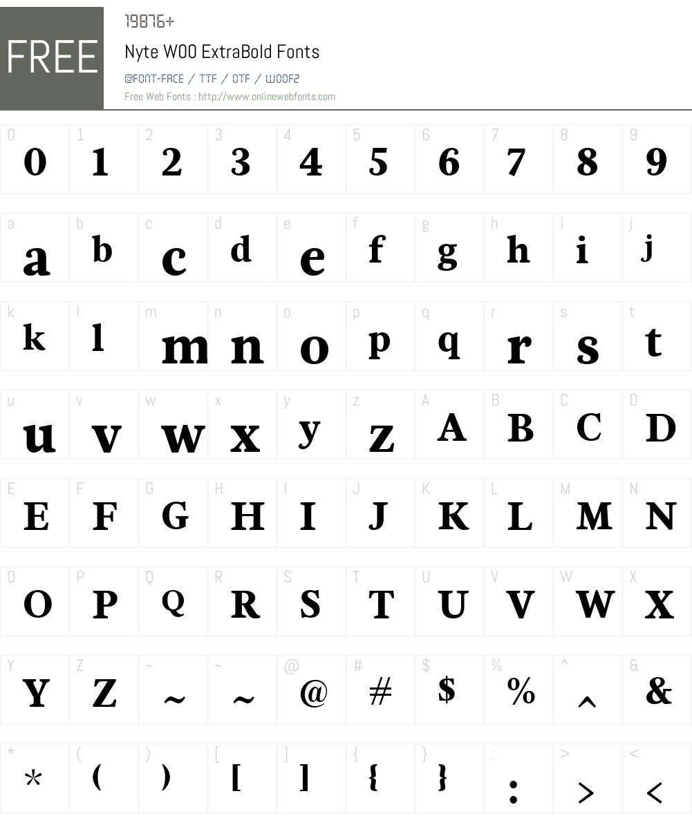 Nyte Font Screenshots