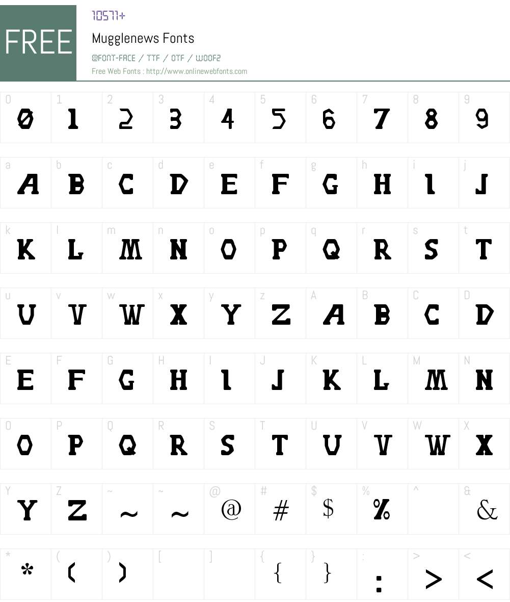 Mugglenews Font Screenshots