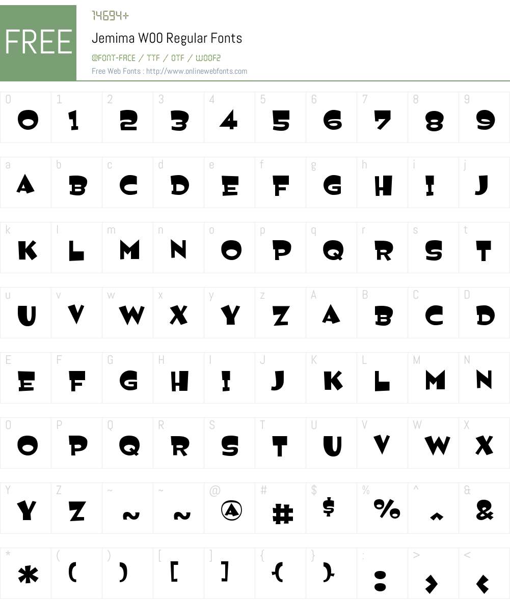 JemimaW00-Regular Font Screenshots