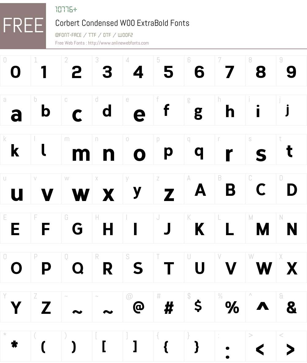 CorbertCondensedW00-XBold Font Screenshots