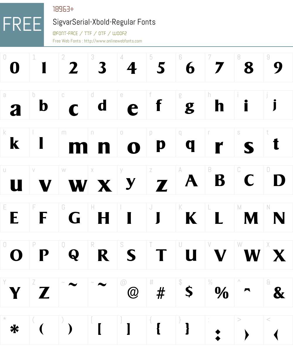 SigvarSerial-Xbold Font Screenshots