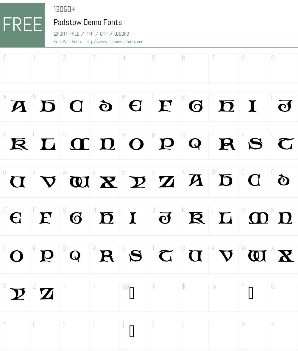 Padstow Demo Font Screenshots