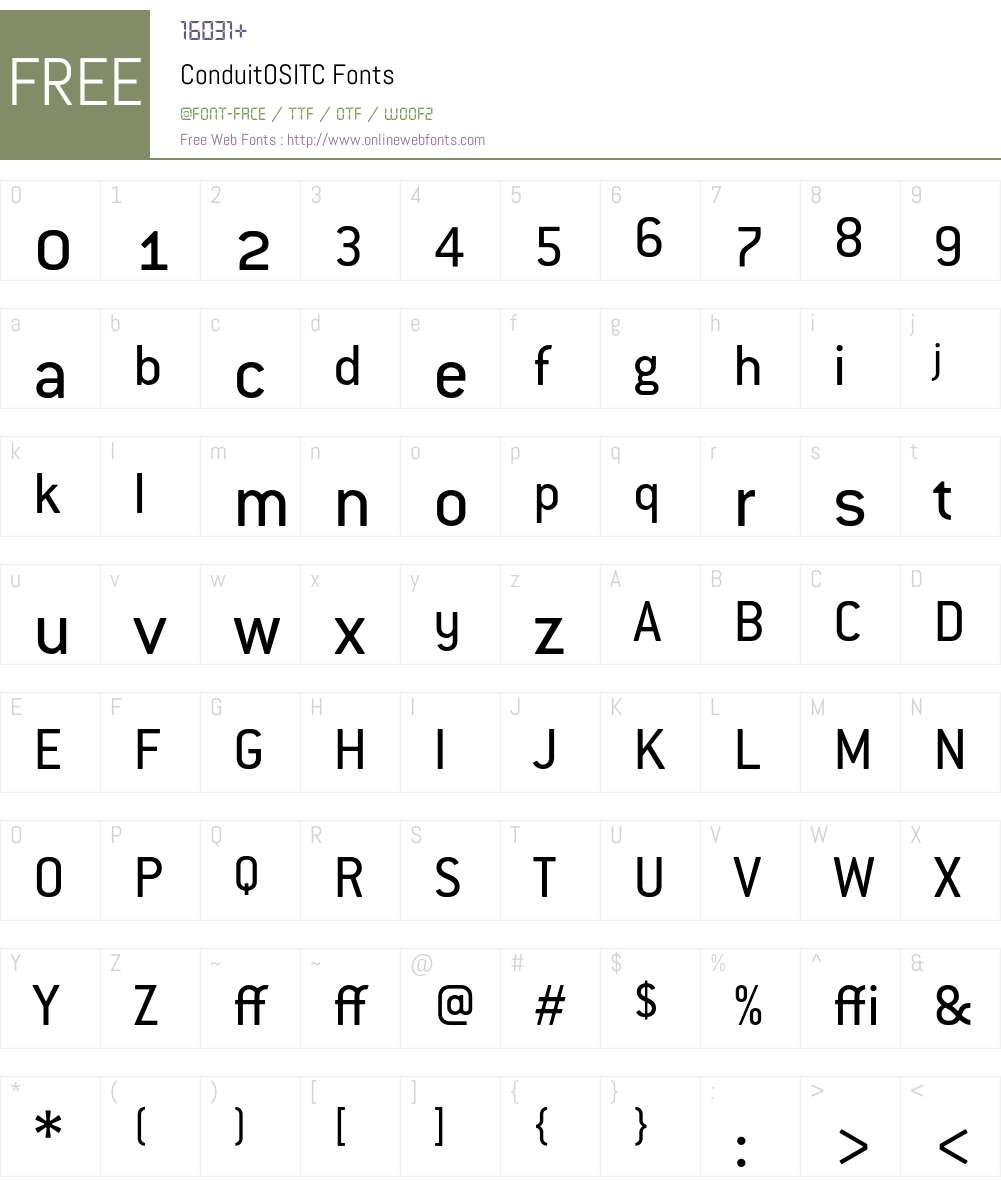 ConduitOSITC Font Screenshots