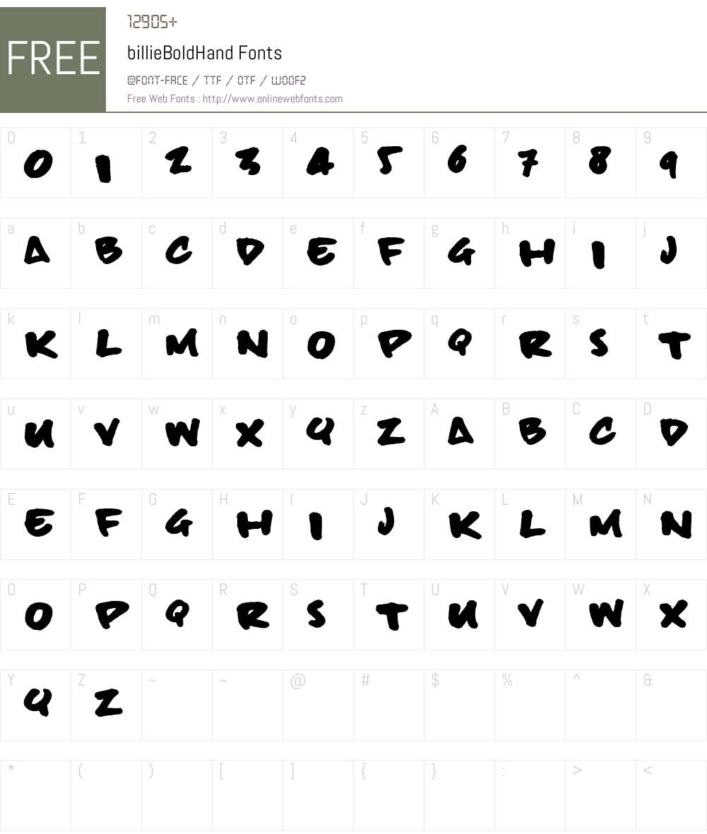 billieBoldHand Font Screenshots