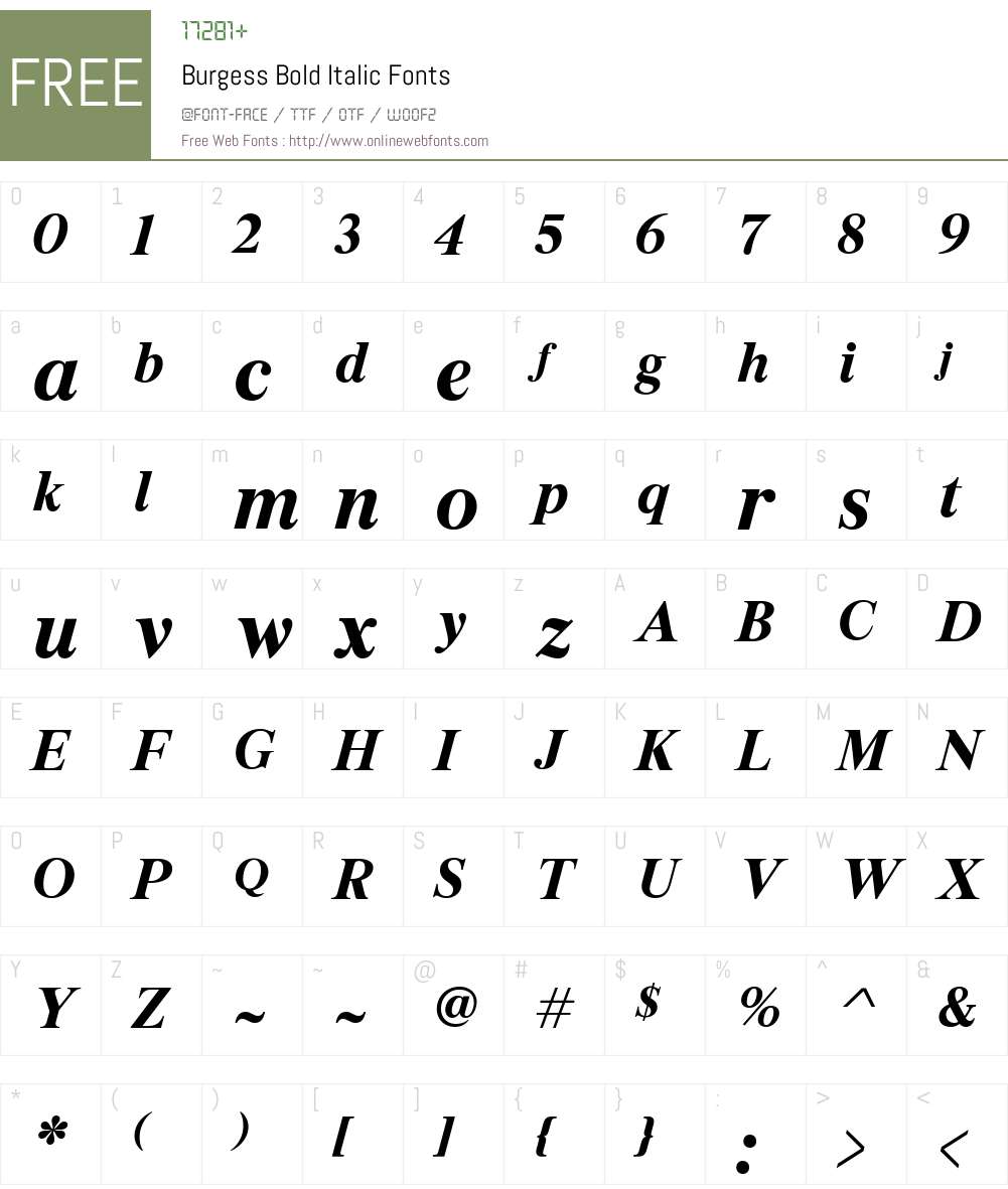 Burgess Font Screenshots