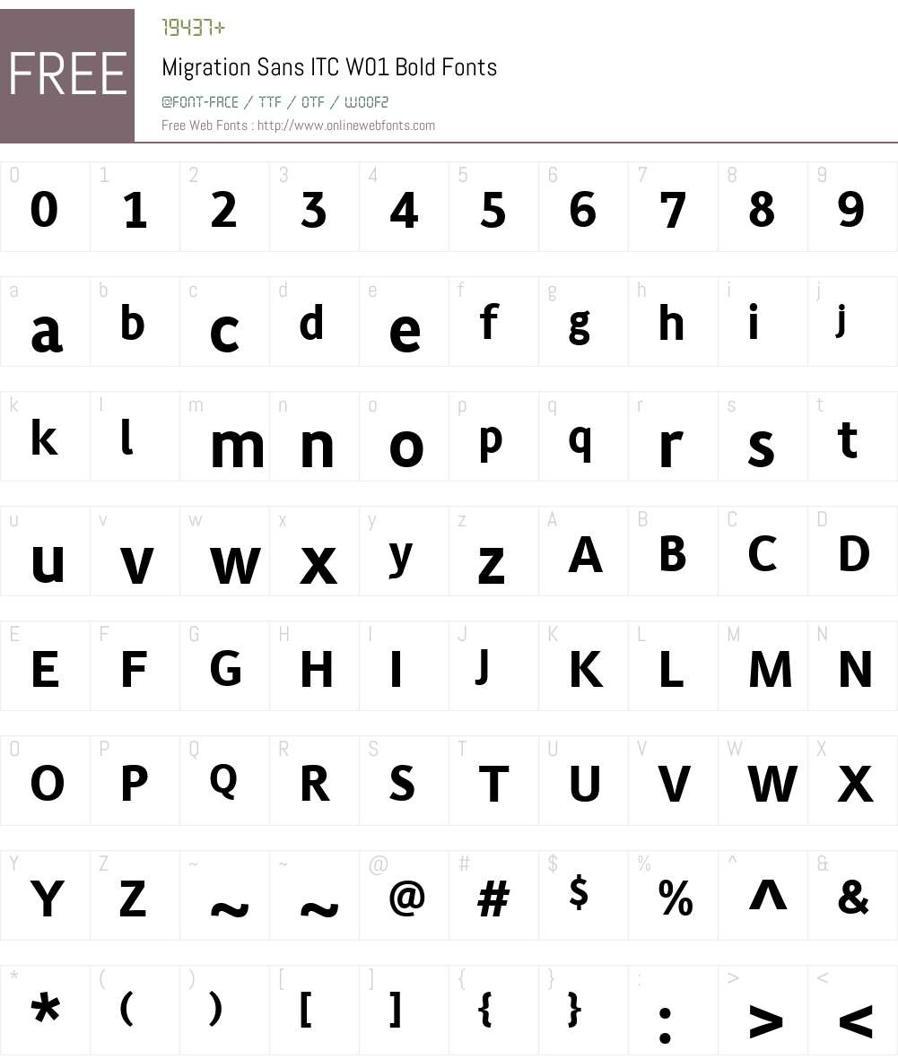 MigrationSansITCW01-Bold Font Screenshots