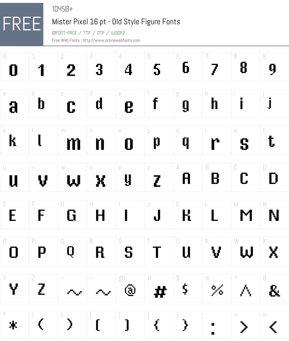 Mister Pixel 16 pt - Old Style Figure Font Screenshots