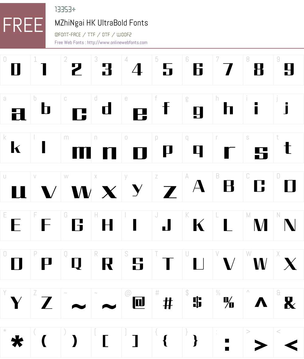 M Zhi Ngai HK Font Screenshots