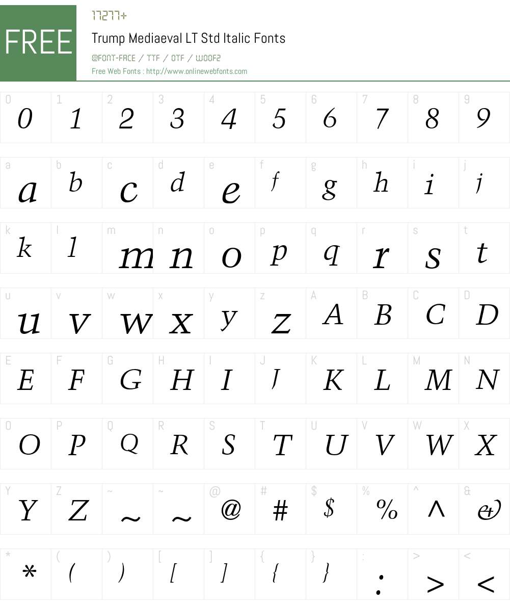 Trump Mediaeval LT Std Font Screenshots