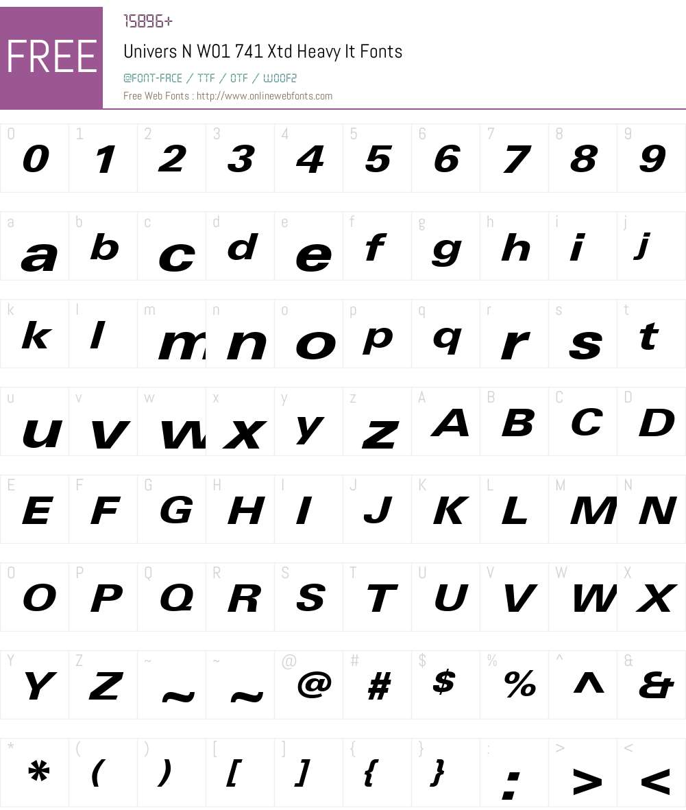 UniversNW01-741XtdHeavyIt Font Screenshots