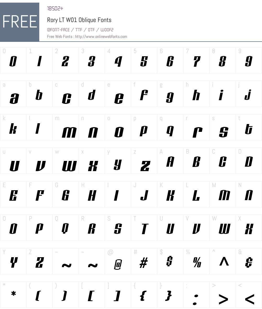 RoryLTW01-Oblique Font Screenshots